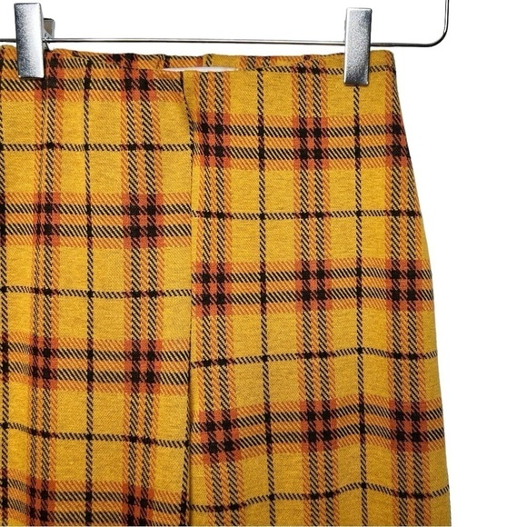 Urban Outfitters Bryn Yellow Orange Pull On Plaid Flare Women’s Pants Sz XS - Picture 4 of 11